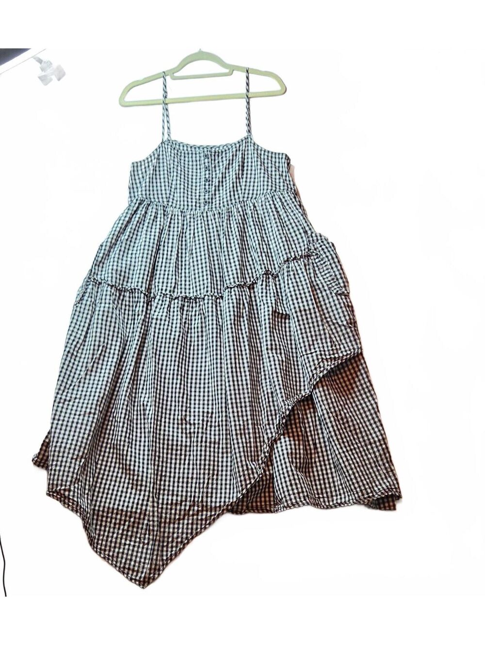 Urban Outfitters Ariel Gingham Asymmetric Midi Dress Black White NWOT XL